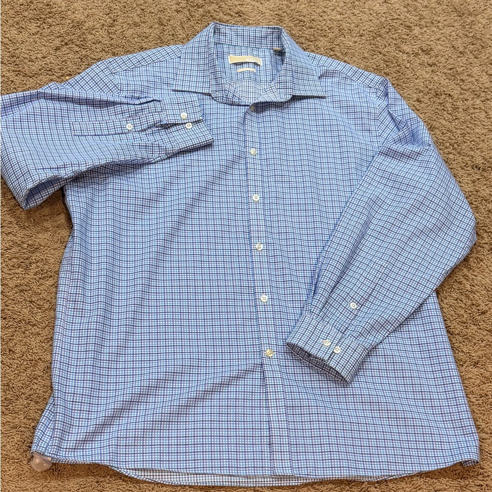 Michael Kors Non Iron Dress Shirt Blue 17.5 34/35 - Picture 2 of 5